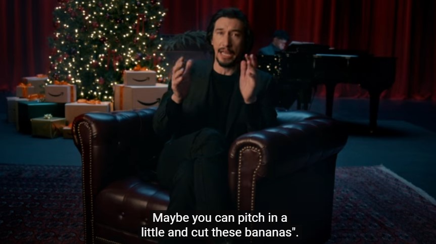 Amazon holiday ad with Adam Driver for banana slicer